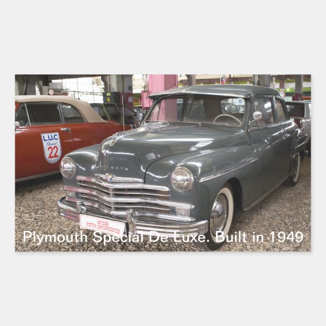 Plymouth Special De Luxe. Built in 1949 Rectangular Sticker (Front)