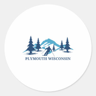 Plymouth Wisconsin Ski Resort Skiing Skier  Classic Round Sticker
