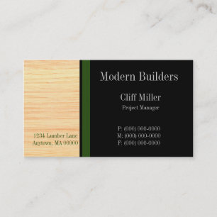 Plywood Construction Business Card, Forest Green Business Card