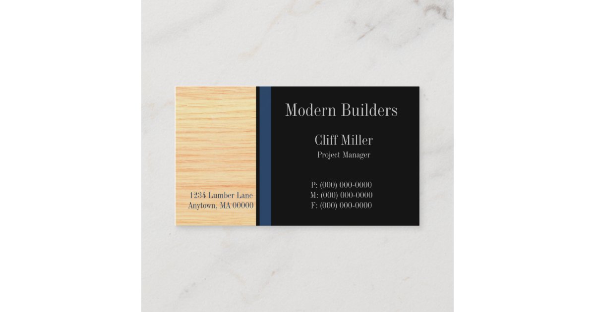 Plywood Construction Business Card, Marine Blue Business Card Zazzle