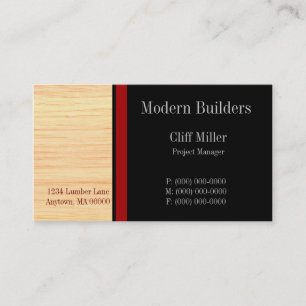Plywood Construction Business Card, Red Card
