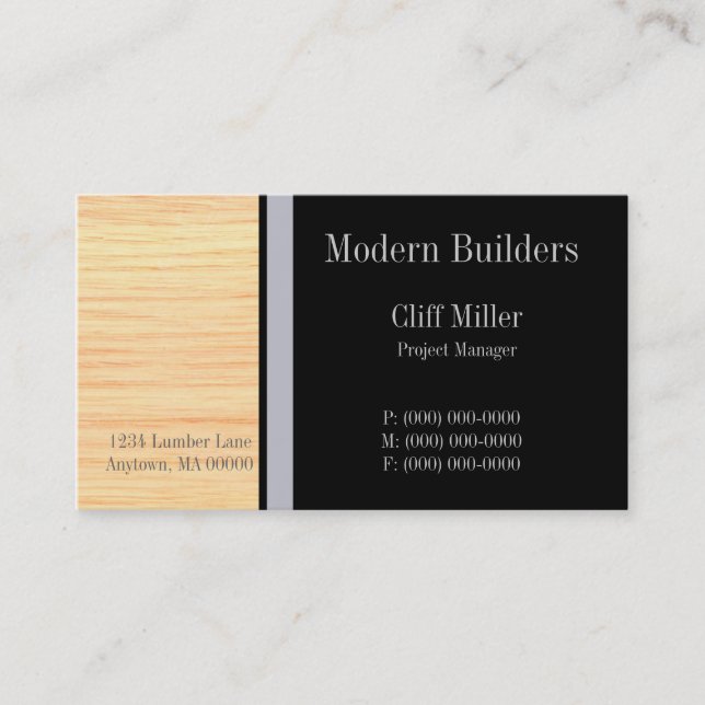 Plywood Construction Business Card, Silver Business Card (Front)