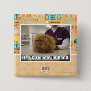 Plz remoov ur hand 15 cm square badge