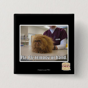 Plz remoov ur hand 15 cm square badge