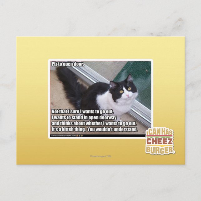 Plz to open door postcard (Front)