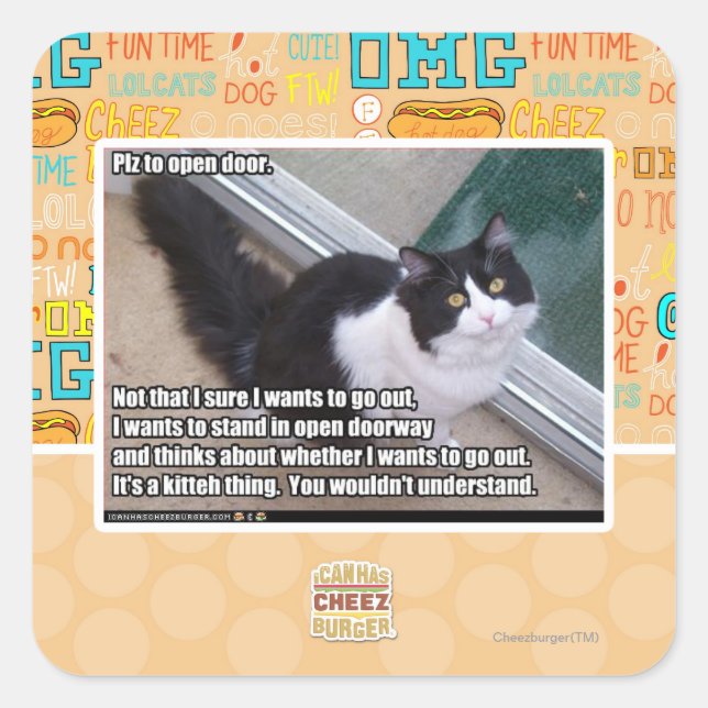 Plz to open door square sticker (Front)