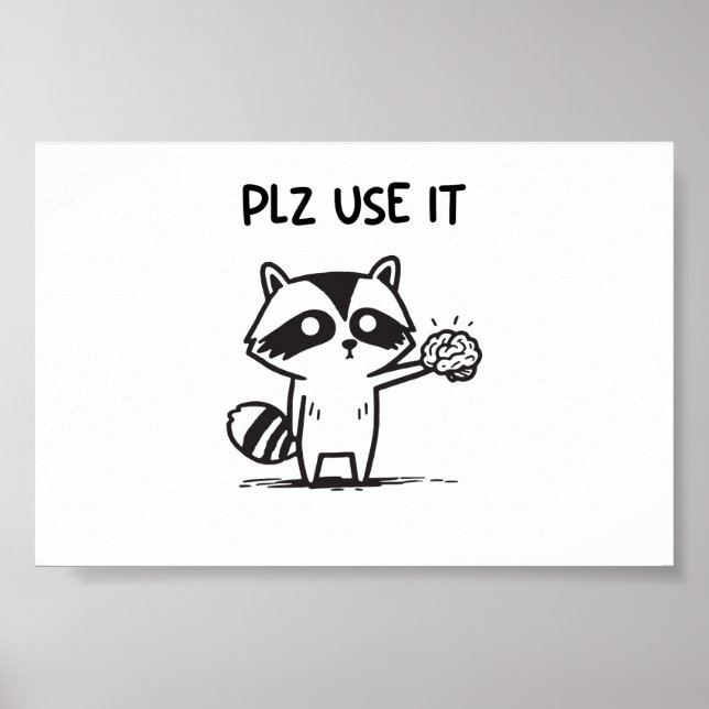 Plz Use It - Funny Racoon Sarcastic Poster (Front)