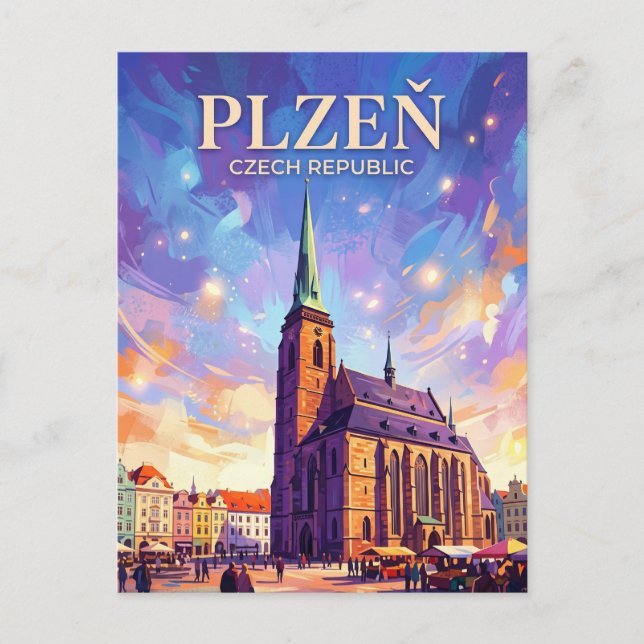 Plzeň Czech Republic Postcard (Front)