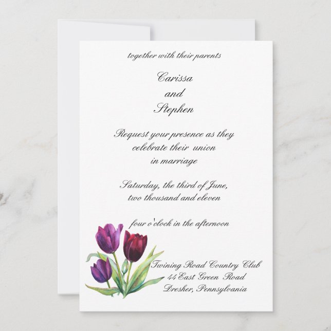 PMACarlson Tulips Wedding Invitation (Front)