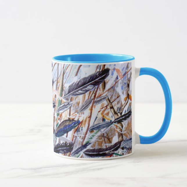PMACarlson  Turquoise Feathers Mug (Right)