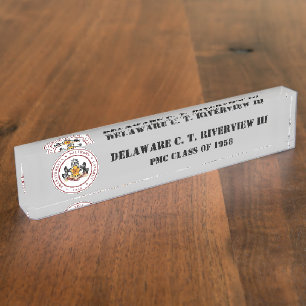PMC DESK NAMEPLATE w/Classic PMC Seal (BLK TEXT)