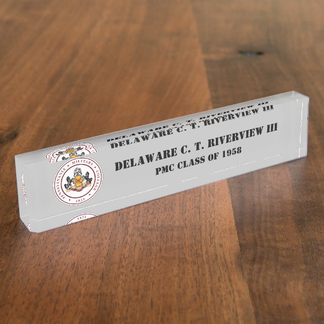 PMC DESK NAMEPLATE w/Classic PMC Seal (BLK TEXT) (Side)
