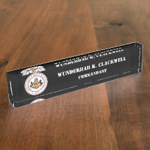 PMC DESK NAMEPLATE w/Classic PMC Seal (WHT TEXT)