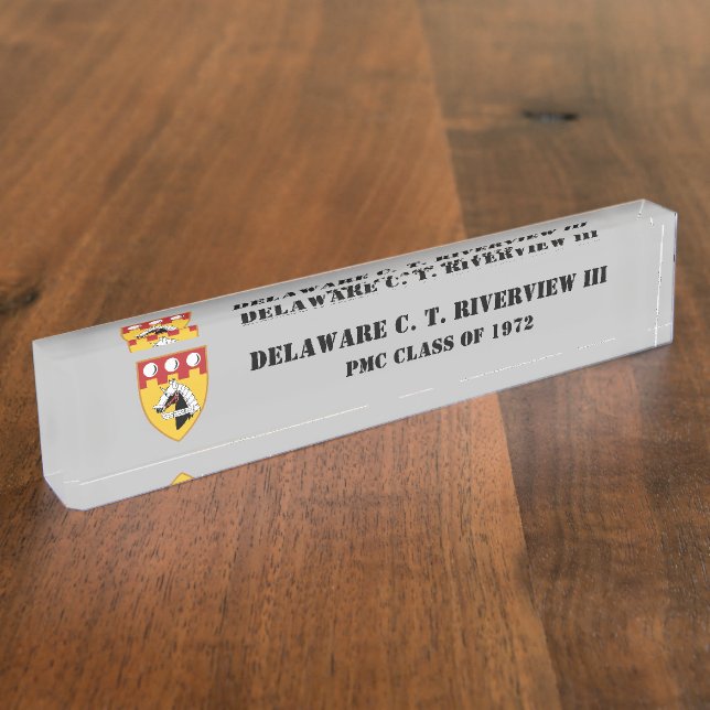 PMC DESK NAMEPLATE w/PMC Seal (BLK TEXT) (Side)