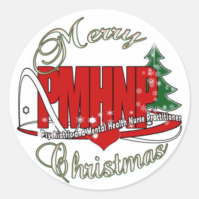 PMHNP CHRISTMAS Psychiatric  Mental Health Nurse Classic Round Sticker (Front)