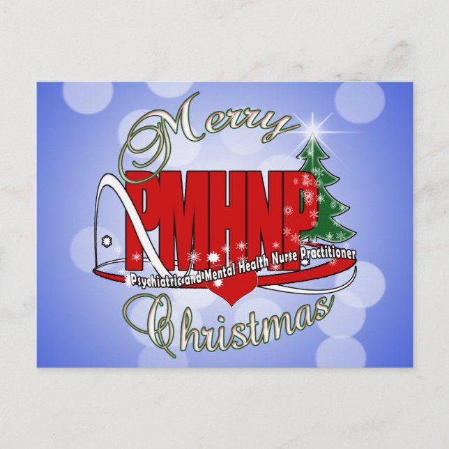 PMHNP CHRISTMAS Psychiatric  Mental Health Nurse Holiday Postcard (Front)
