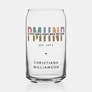 PMHNP Leopard Print Psychiatric Mental Health NP Can Glass