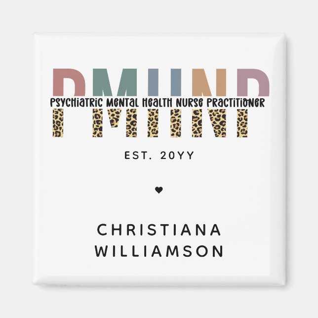 PMHNP Leopard Print Psychiatric Mental Health NP Magnet (Front)