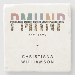 PMHNP Leopard Print Psychiatric Mental Health NP Stone Coaster