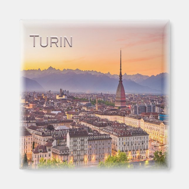 PMT001 TURIN at sunset - Piedmont - Italy - Fridge Magnet (Front)
