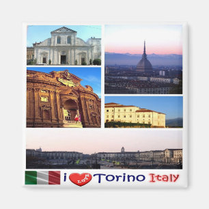PMT016 TURIN I Love, mosaic, Italy, Fridge Magnet