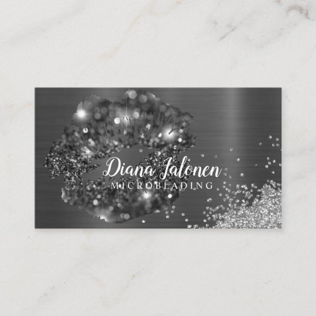 PMU MICROBLADING artist Sparkling Rose Business Ca Business Card (Front)