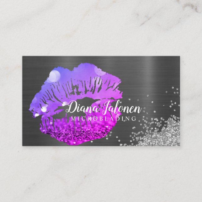 PMU MICROBLADING artist Sparkling Rose Business Ca Business Card (Front)