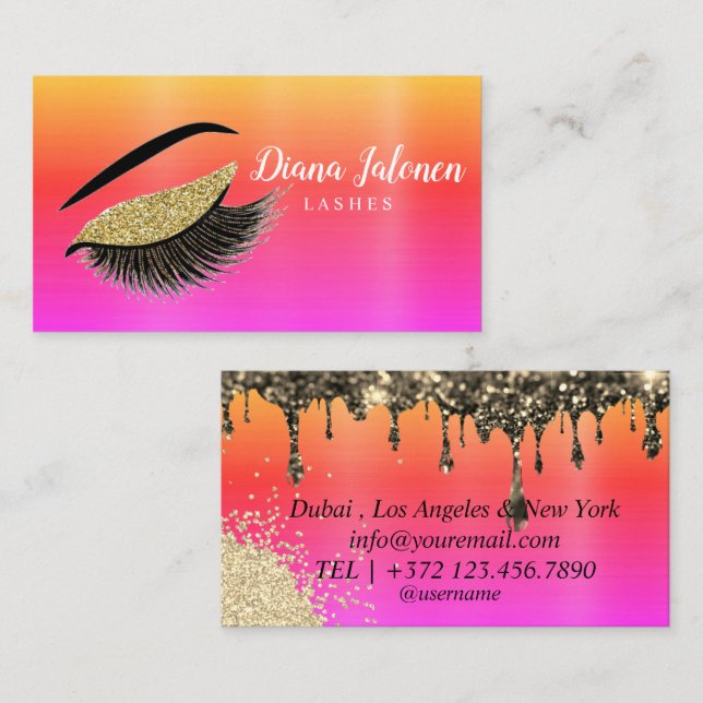 PMU Microblading Artist Sparkling Silver Gold Business Card (Front/Back)