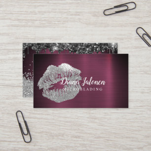 PMU Microblading Artist Sparkling Silver Gold Business Card