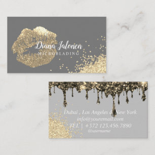 PMU Microblading Artist Sparkling Silver Gold Business Card