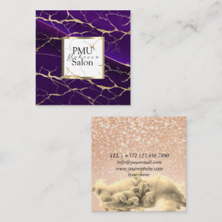 PMU Salon Colourful Typography Modern permanent Square Business Card