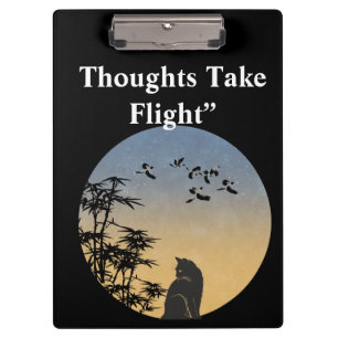 PMystical Black Cat & Bamboo - Japanese Art  Clipboard