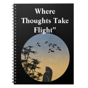 PMystical Black Cat & Bamboo - Japanese Art  Notebook