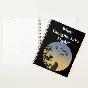 PMystical Black Cat & Bamboo - Japanese Art  Planner