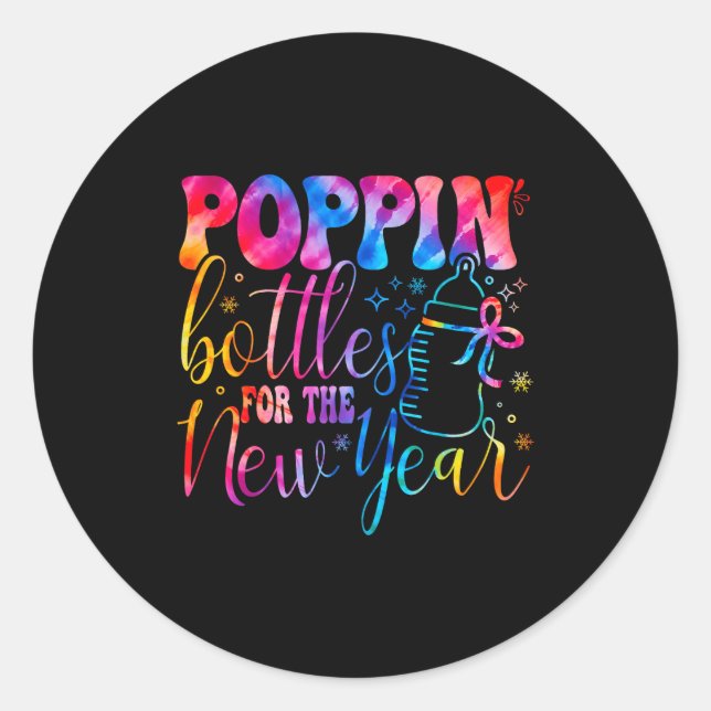 Pn Bottles For The New Year Coquette Bow Midwife T Classic Round Sticker (Front)