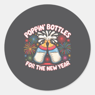 Pn Bottles For The New Year Funny Baby Milk Toast  Classic Round Sticker