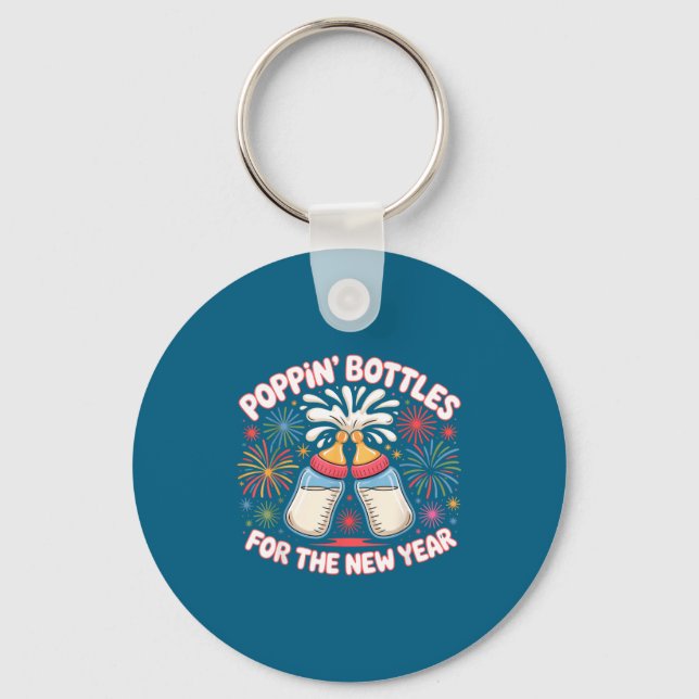 Pn Bottles For The New Year Funny Baby Milk Toast  Key Ring (Front)