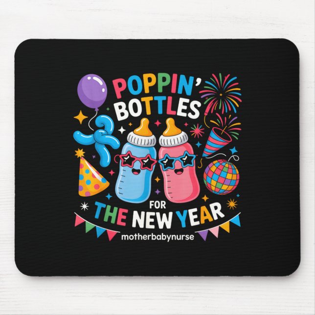 Pn Bottles For The New Year Mother Baby Nurse  Mouse Mat (Front)