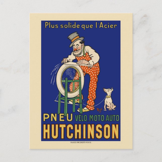 Pneu Hutchinson Vintage Poster 1910s Postcard (Front)