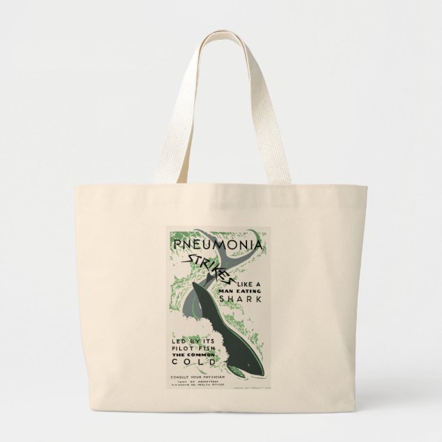 Pneumonia Strikes Large Tote Bag (Front)