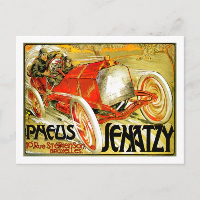 Pneus Tires ~ Senatzy Car Race Brussels Poster Postcard (Front)