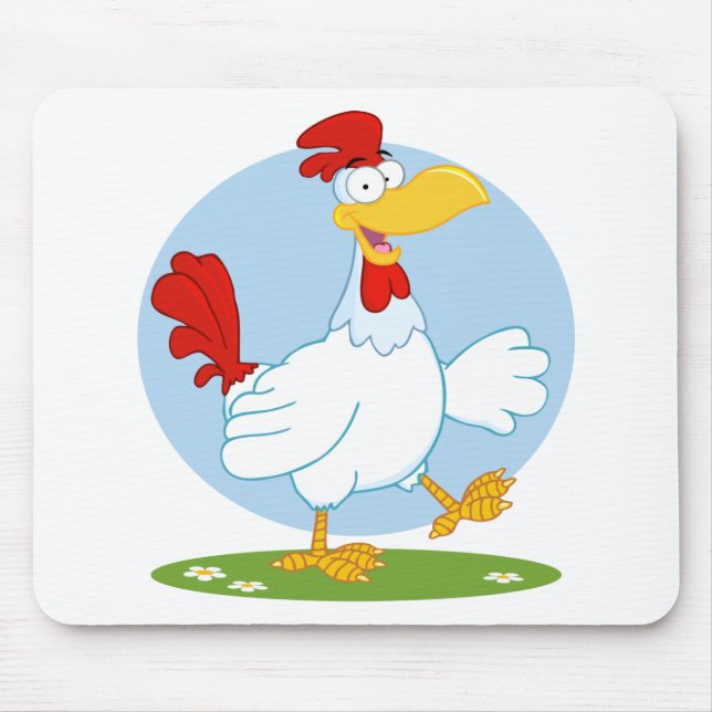 png_white-chicken CARTOON HEN CHICKEN FARM ANIMAL Mouse Mat (Front)