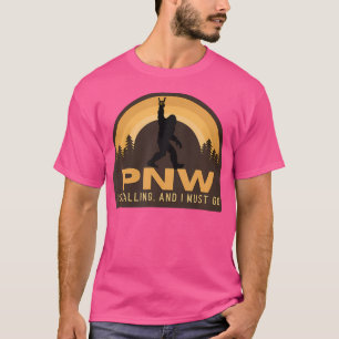 Pnw Hiking Pacific Northwest Mountains Bigfoot T-Shirt