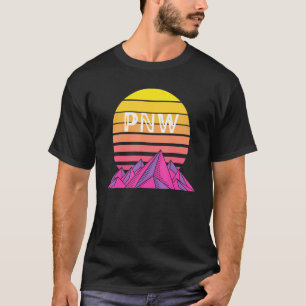 Pnw Hiking Retro Sunset Mountains T-Shirt