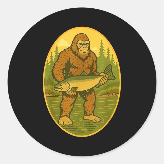 Pnw Steelhead Sasquatch Fishing Big Foot Salmon Fi Classic Round Sticker (Front)