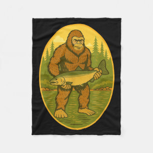 Pnw Steelhead Sasquatch Fishing Big Foot Salmon Fi Fleece Blanket