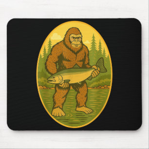 Pnw Steelhead Sasquatch Fishing Big Foot Salmon Fi Mouse Mat
