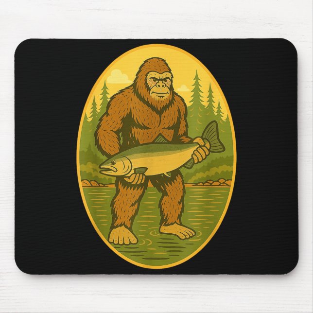 Pnw Steelhead Sasquatch Fishing Big Foot Salmon Fi Mouse Mat (Front)