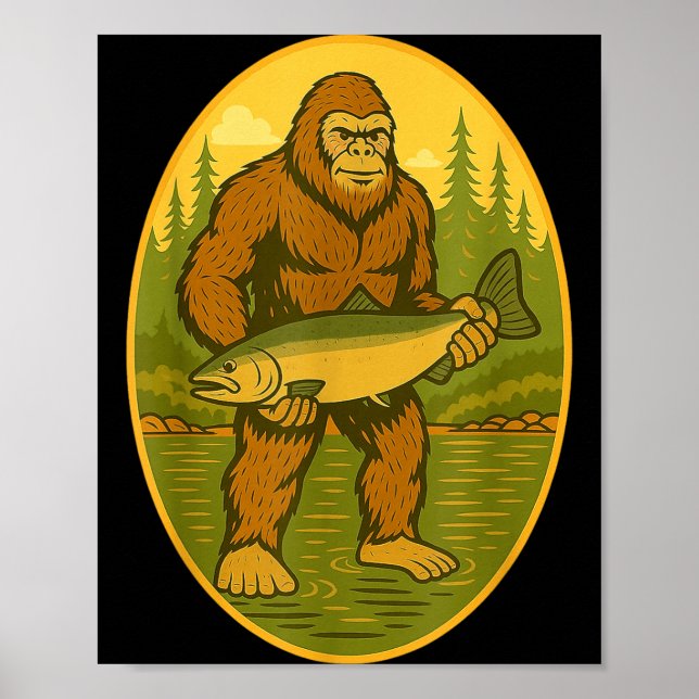Pnw Steelhead Sasquatch Fishing Big Foot Salmon Fi Poster (Front)