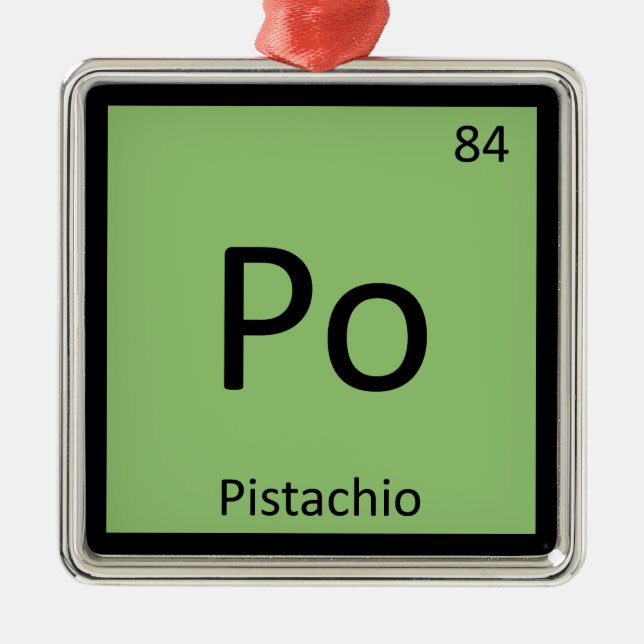 Po - Pistachio Nut Chemistry Periodic Table Symbol Metal Tree Decoration (Front)